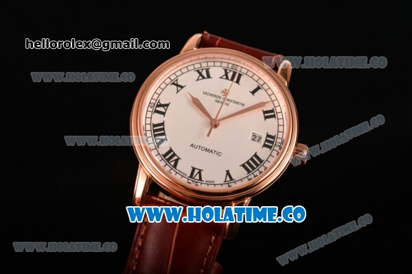 Vacheron Constantin Patrimony Miyota 9015 Automatic Rose Gold Case with White Dial and Black Roman Numeral Markers - Click Image to Close